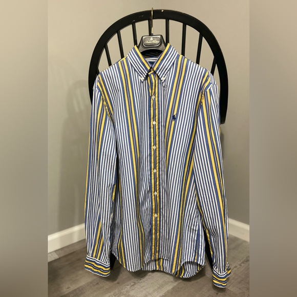 Ralph Lauren Other - Ralph Lauren blue, white, yellow Custom Fit men’s button down shirt size M